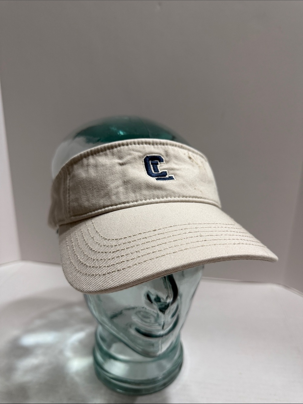 Legacy Cream Visor with Navy 'CL' Embroidery